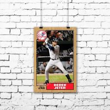 Derek Jeter New York Yankees MLB 1987 Baseball Card Poster - 11x17 inches