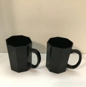 Juego de 2 tazas de café Arcoroc Octime Octagon VIDRIO NEGRO Hechas en Francia - Imagen 1 de 2