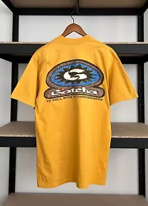 Vintage 90er Jahre Gotcha To Hell With The Consequences gelbes T-Shirt - Bild 1 von 15