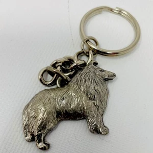 Collie Fine PEWTER Dog 3D Keychain Key Chain Ring Fob GG Harris - Picture 1 of 2