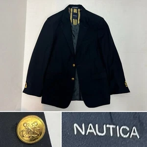 Nautica Boys Youth 14 Navy Blue Gold 2-Button Blazer Jacket Sport Coat - Picture 1 of 7