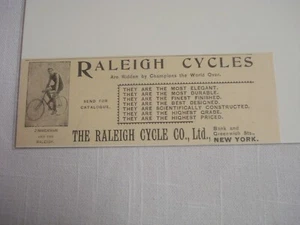 1893 Ad Raleigh Cycles Featuring Champion Arthur Augustus Zimmerman - Picture 1 of 1