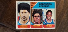 1975-76 TOPPS REBOUNDS LEADERS CARD SIGNED BY SAM LACEY KANSAS CITY KINGS # 4