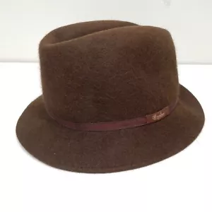 Borsalino Alessandria Hat Size 57 Medium Brown Water Repellent Fur Felt Italy - Picture 1 of 8