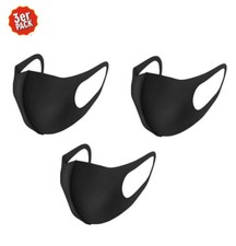 3er Pack Nano Mundschutz Maske 3D Atemschutz Wiederverwendbar Waschbar schwarz