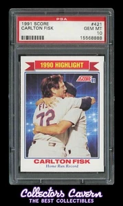 1991 Score #421 Carlton Fisk PSA 10 (GEM MINT) 1990 HIGHLIGHT - Picture 1 of 2