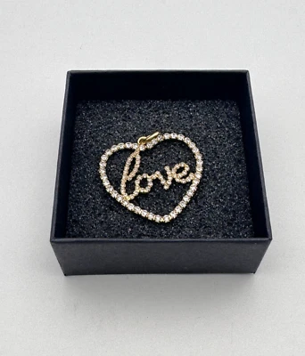 Coach Love Oro Corazón Abierto Pavé Transparente Cristales de Swarovski Dije Colgante Regalo Foto 1 de 4