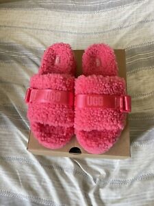 UGG Fluffita Taffy Pink Women's Sheepskin Slipper Slide Sandals 1113475