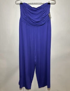 Women's Plus Size Strapless Jumpsuit - Ava & Viv Blue 2X - Picture 1 of 2