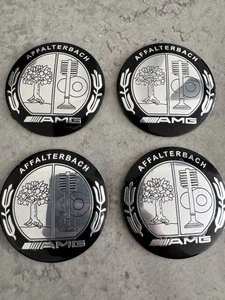 Mercedes AMG Affalterbach Stickers Wheel Centre Cap 56mm X 4 Black Silver New - Picture 1 of 5