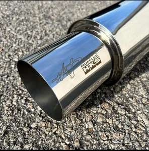 HKS OEM HI-POWER UNIVERSAL SINGLE EXHAUST MUFFLER Inlet 2.5 Outlet 4.0 Inches SS - Picture 1 of 7