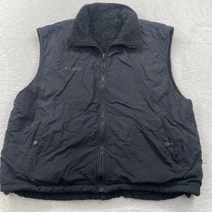Vtg Columbia Vest Mens Size XL Black Reversible Nylon Sherpa Workwear Outdoors - Picture 1 of 10