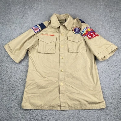 Boy Scouts of America Uniform Shirt Youth Large Beige Short Sleeve BSA - Image 1 of 4