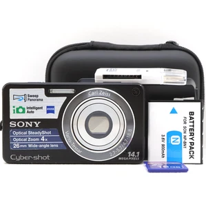 Sony Cyber-shot DSC-W350 14.1MP Digital Camera Black Tested Full Kit - Fast Post - Picture 1 of 17