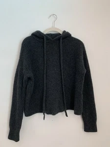 Quince 100 % Mongolian Cashmere Fisherman Pullover Hoodie Women S Dark Gray - Picture 1 of 7