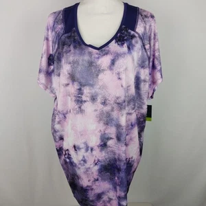 Camisa Top Tek Gear Workout Active Cuello en V Para Mujer Plus 2X Rosa Tie Dye Arrugada - Imagen 1 de 13
