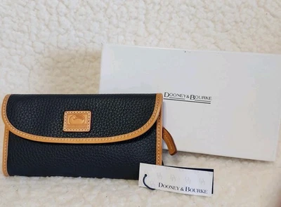 Cartera de cuero Dooney & Bourke azul medianoche grano guijarro con caja y etiquetas originales Foto 1 de 4