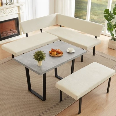 JIEXI Corner Bench Dining Table Set,Dining table with 67"corner bench set - Image 1 of 4