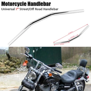 1'' 25mm Motorcycle Drag Bar Flat Handlebar 28'' Wide Chrome For Honda Suzuki - Imagen 1 de 7