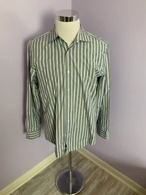 Camisa Banana Republic Rayas Manga Larga Abotonada Talla L Azul Gris Blanco Foto 1 de 4