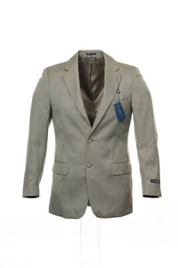 Club Room Beige Window Pane 2 Button Sport Coat Sports Jacket 38R $250 - Picture 1 of 5