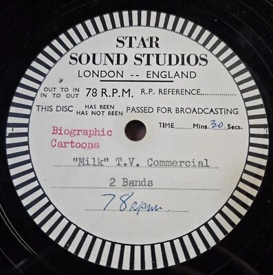 T.V. COMMERCIAL Advertising 78rpm ACETATE ULTRA RARE UK import. - Image 1 of 2