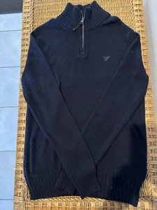 American Eagle Outfitters Teen XS Blue Long Sleeve Quarter 1/4 Zip Sweater - Picture 1 of 8