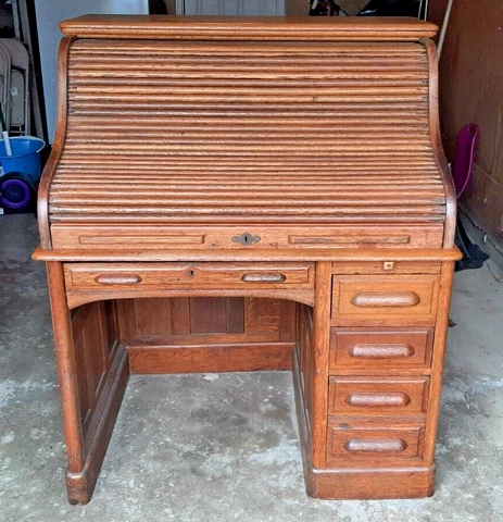 Antique S-Curve Roll Top Desk with Two Secret Drawers!  Early 1900's Cover