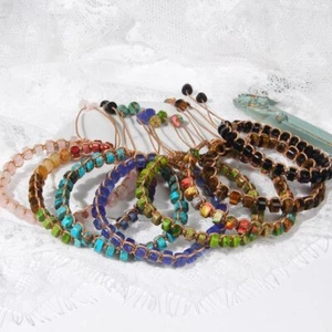 Fashion Handmade Natural Gemstone Crystal Braided Adjustable Bracelet Jewelry - Picture 1 of 25