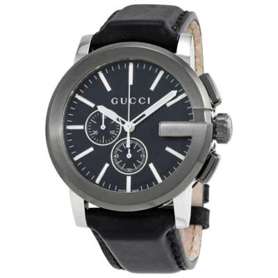 Gucci G-Chrono Black Dial Chronograph Leather Strap Men's Watch - YA101205 - Image 1 of 4
