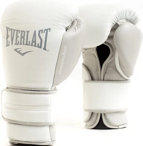 Everlast PowerLock Boxing Training Gloves 14 Oz White/Gray - Picture 1 of 2