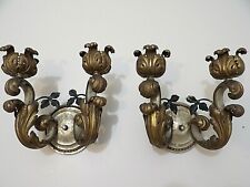 Large Fine Antique Spanish Revival Caldwell Wall Sconces Bronze Silver 1920's