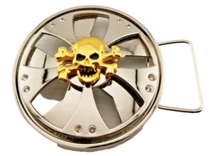 Belt Buckle Skull and Crossbones Spinner Please See Video - Picture 1 of 3