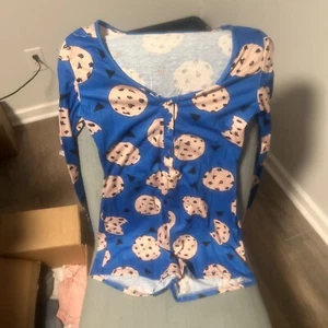 Womens Pajama Onepiece size S Small Cookies Long Sleeve - Picture 1 of 3