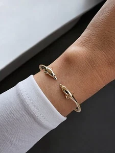 Delfinarmreif Armband in 14K massiv Gold-Manschette offenes Armband-Tierarmreif - Bild 1 von 9