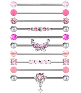 10Pcs 14G Industrial Piercing Jewelry Surgical Steel Industrial Barbell Earri... - Picture 1 of 6