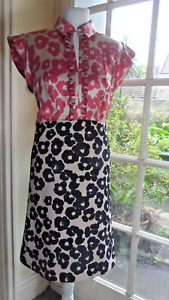 MARC CAIN Retro Floral Dress - Silk Top/Polyester Stretch Skirt - N3 (UK 12)