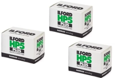 Ilford HP5 Plus 35mm Film x 3. ISO 400 Black & White 36 Exposure Genuine Stock  - Image 1 of 2