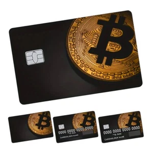 Lot x4 BITCOIN Crypto Coin Gold Black Credit Debit Card Skin Sticker Set #027 - Picture 1 of 8