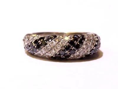 14k gold 1.88ct white & black natural diamond pave' set band ring 4.7g womens 6 - Image 1 of 4