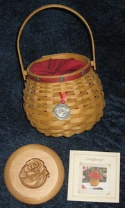 Longaberger 2004 Let Me Call You Sweetheart Basket w/ Swing Handle & Wood Lid - Picture 1 of 9