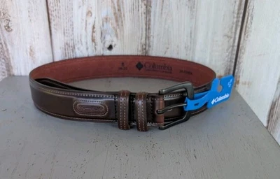 ¡Nuevo! Columbia CINTURÓN DE CUERO MARRÓN PARA HOMBRE - Talla pequeña (30-32)  Foto 1 de 4