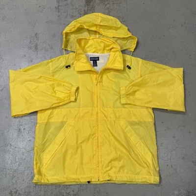 Vintage Land's End Rain Jacket Mens Medium 38-40 Yellow Nylon Hooded Windbreaker - Image 1 of 4