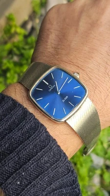 Reloj de cuerda manual vintage Omega De Ville esfera azul para hombre años 70 Foto 1 de 4