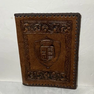 Superb Medieval Coat Of Arms Embossed Leather Book Cover Stresa - Imagen 1 de 12