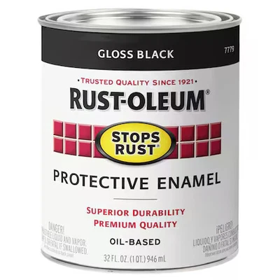 Rust-Oleum 7779502 Interior/Exterior Paint, Gloss, Oil Base, Black, 1 Qt - Image 1 of 4