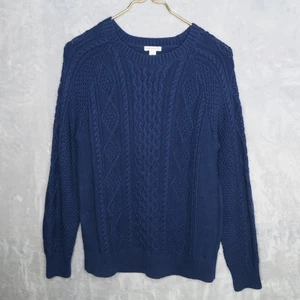 CREW CUTS Size XL 12-14 Navy Blue Cable Knit Fisherman Sweater Cotton - Picture 1 of 8