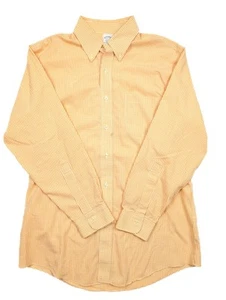 Bouton à carreaux jaune orange homme manches longues Brooks Brothers 1818 taille 15,5-32 - Photo 1/7