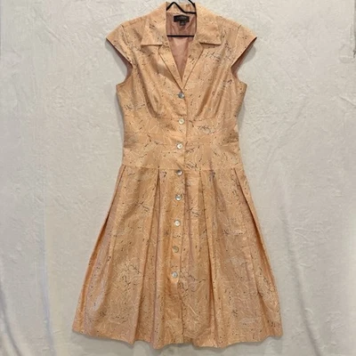 Vestido Liz Claiborne Vintage Manga Gorra Cuello 8 Botones Delantero Mujer Talla 12 Foto 1 de 4