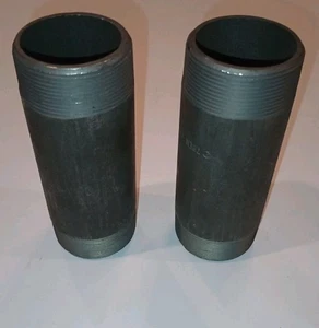 QTY 2 - PIPE NIPPLE 2" X 6" LONG , THREADED, SCH80, A106B SEAMLESS, FREE SHIP - Picture 1 of 4